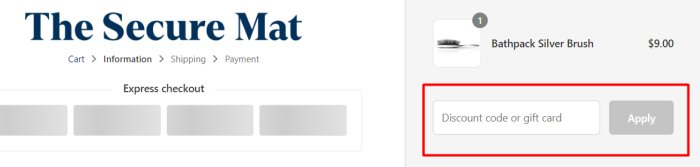 How to use The Secure Mat promo code