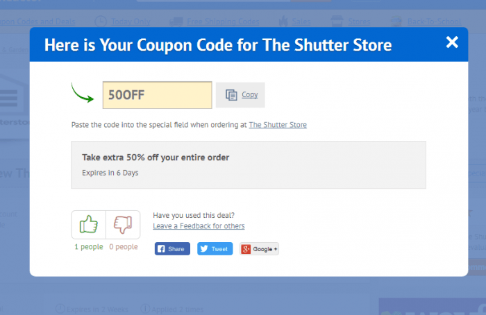 How to use a discount code at The Shutter Store