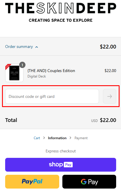 How to use The Skin Deep promo code