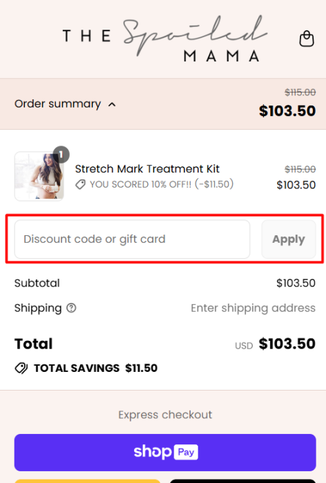 How to use The Spoiled Mama promo code
