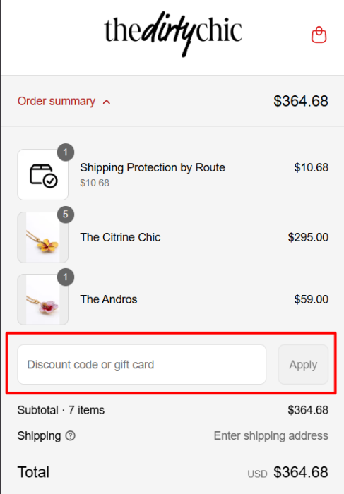 How to use theDirtyChic promo code