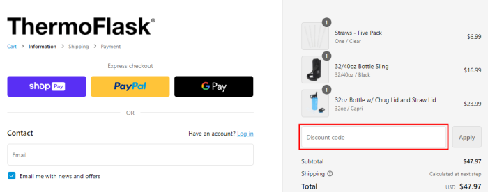 How to use ThermoFlask promo code