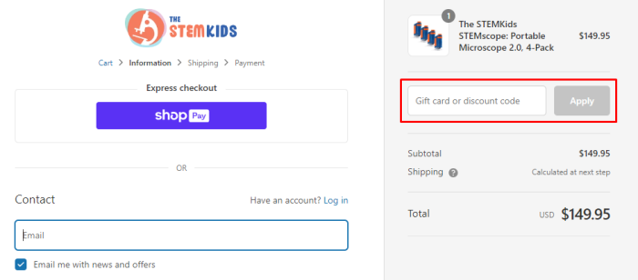 How to use TheStemKids promo code