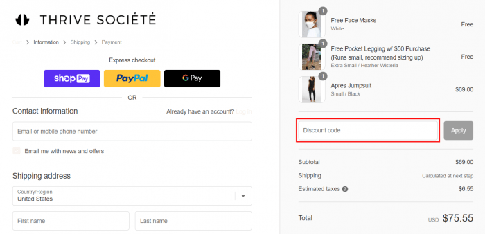 How to use Thrive Société promo code