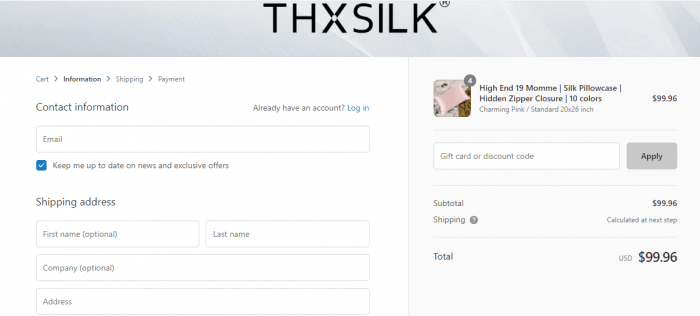 how to applt discount code THXsilk