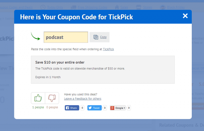 How to use a gift code at TickPick