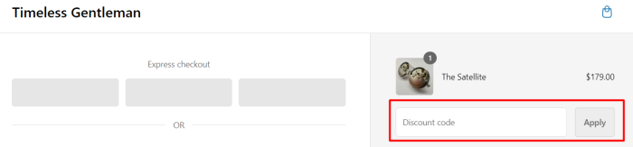 How to use Timeless Gentleman promo code