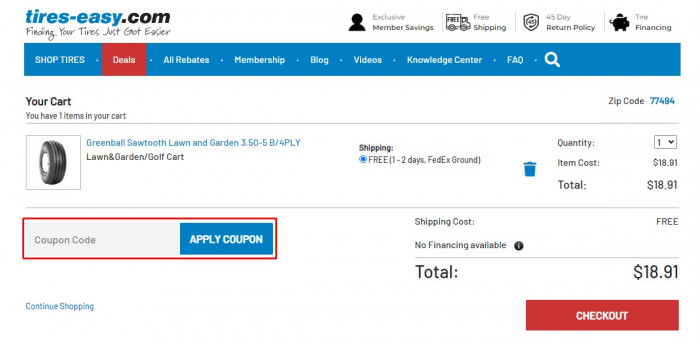 How to use Tires-Easy promo code