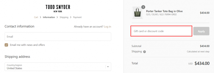 How to use Todd Snyder promo code