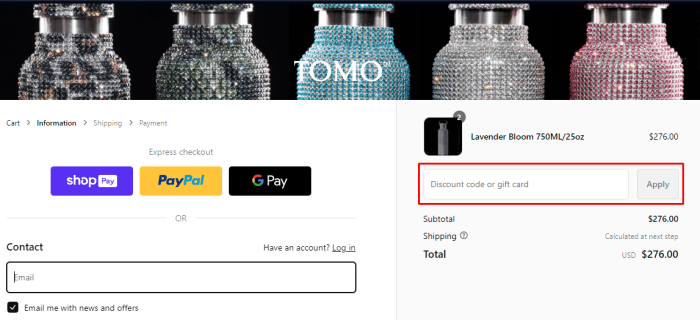 How to use TOMO promo code