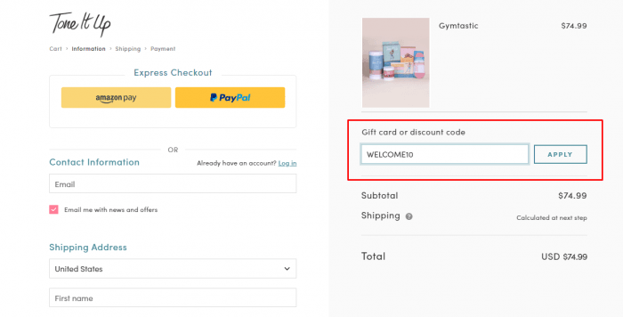 How to use Tone It Up promo code
