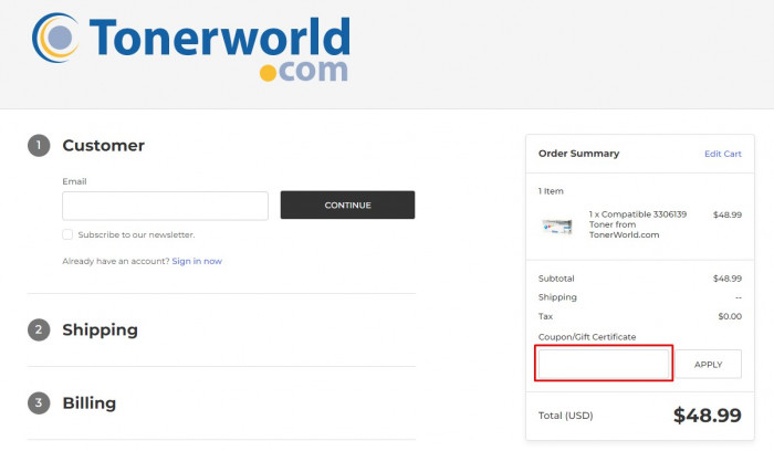 How to use Tonerworld promo code