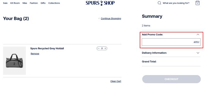 How to use Tottenham Hotspur promo code