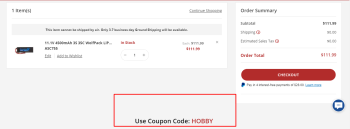 How to use Tower Hobbies promo code