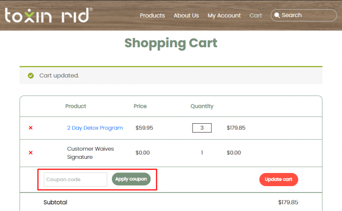 How to use Toxin Rid promo code