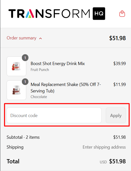 How to use TransformHQ promo code