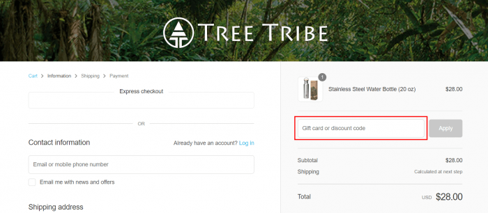 How to use Tree Tribe promo code