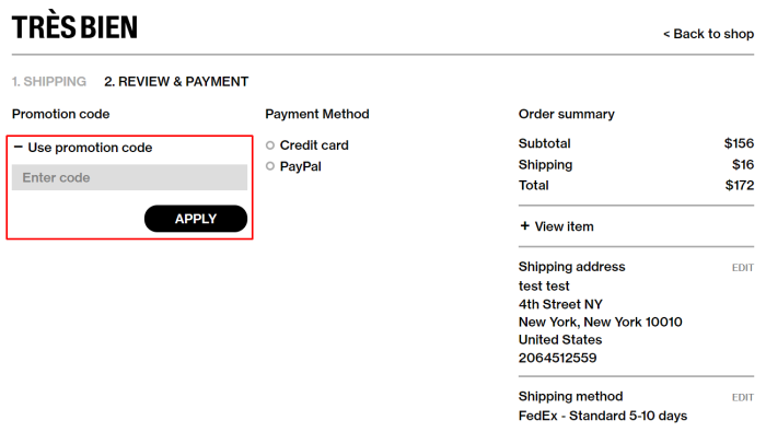 How to use Très Bien promo code
