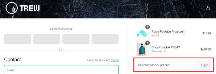 How to use TREW Gear promo code