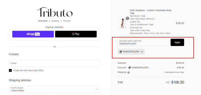 How to use Tributo promo code