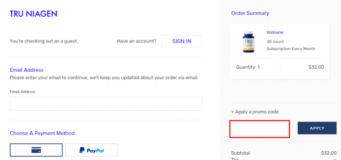 How to use Tru Niagen promo code