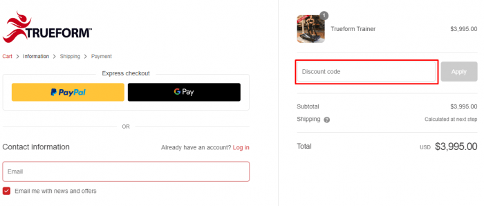 How to use TrueForm promo code