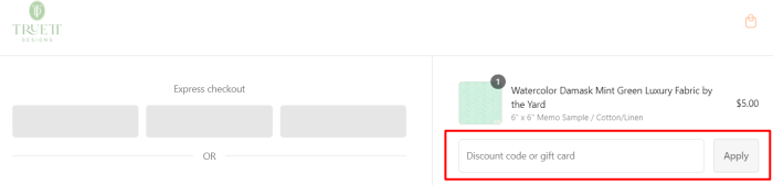 How to use Truett Designs promo code