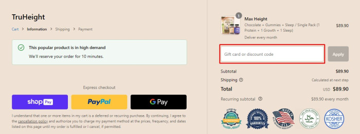 How to use TruHeight promo code