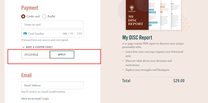 How to use Truity promo code