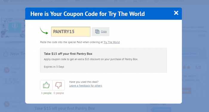 How to use a promo code at Try The World