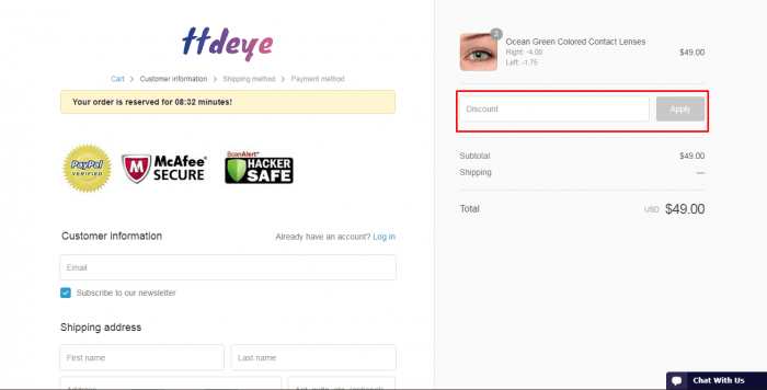 How to use a discount code at  TTDeye 