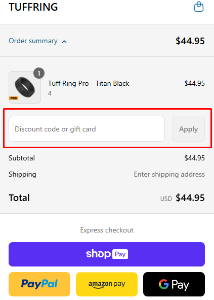 How to use Tuff Ring promo code