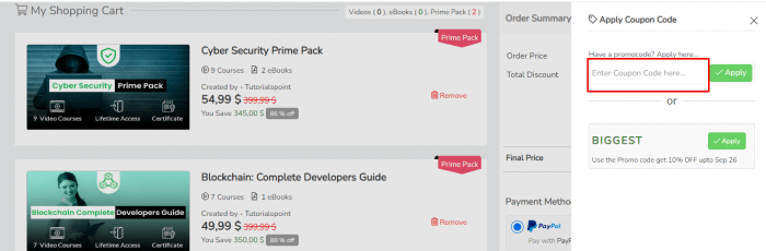 How to use Tutorials Point promo code