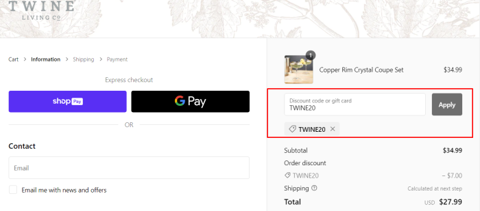 How to use Twine Living promo code