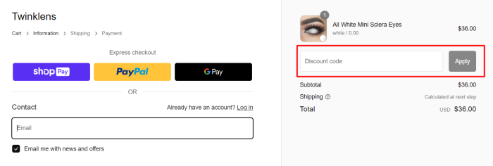 How to use Twinklens promo code
