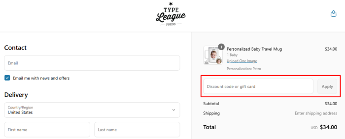 How to use Type League Press promo code