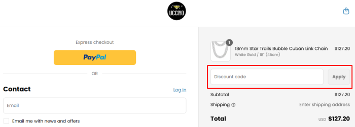 How to use UCCIYO promo code