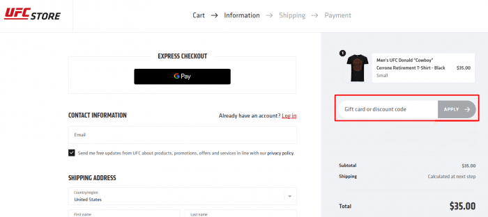 How to use UFC Store promo code