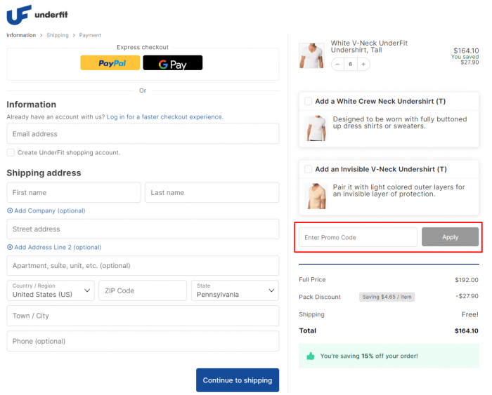 How to use UnderFit promo code