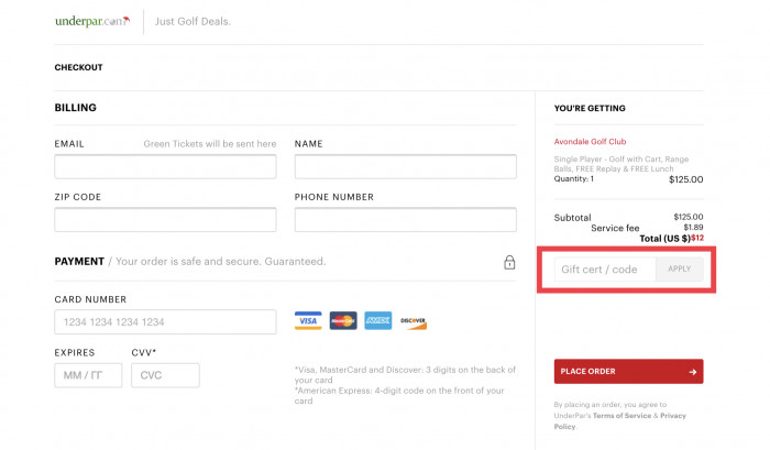 How to apply coupon code at UnderPar