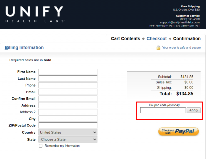 How to use Unify Health Labs promo code