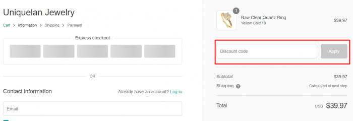 How to use Uniquelan Jewelry promo code