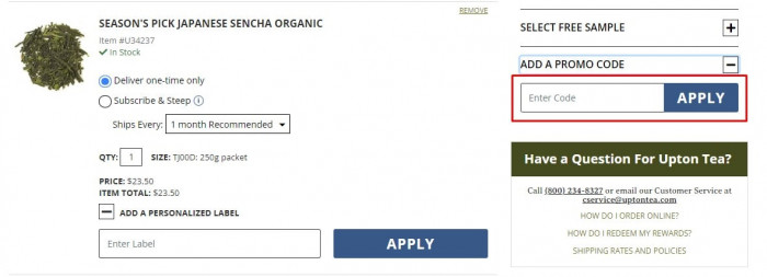 How to use uptontea promo code