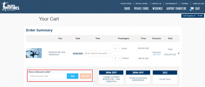How to use Vallarta Adventures promo code