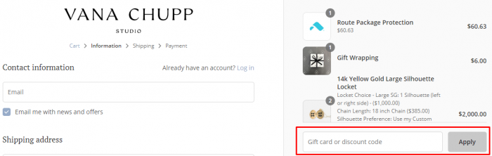 How to use VANA CHUPP promo code