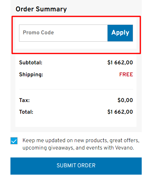 How to use Vevano Home promo code