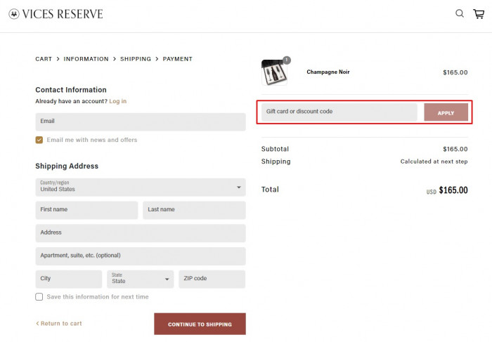 How to use Vices Reserve promo code
