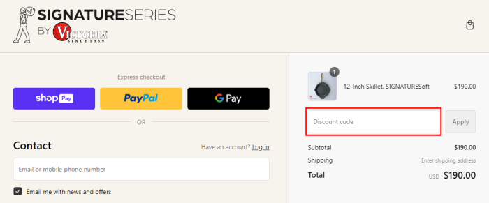 How to use Victoria Signature promo code