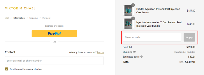 How to use Viktor Michael promo code