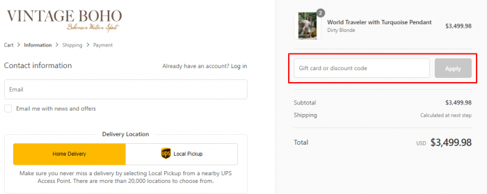 How to use Vintage Boho promo code